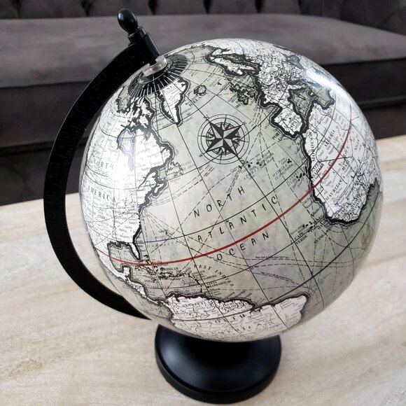 Abbott Collection - Tabletop Globe Grey/Green/Black - Dark Academia Study Decor - Picture 3 of 10